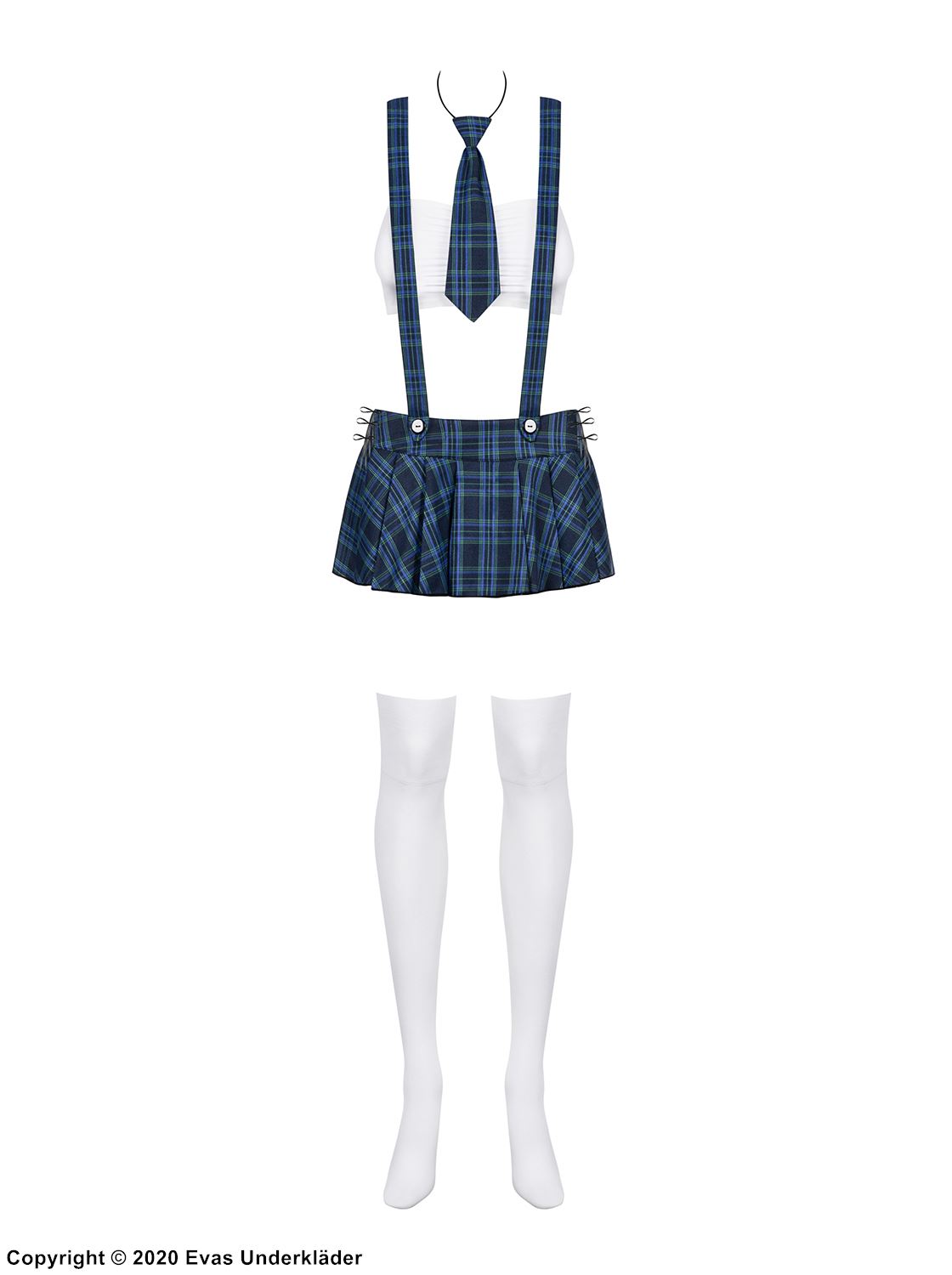 Schoolgirl, top and skirt costume, lacing, necktie, scott-checkered pattern